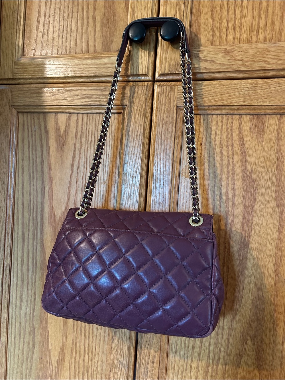 Michael Kors Quilted Crossbody Bag in Deep Wine with Gold Hardware - Picture 6 of 9